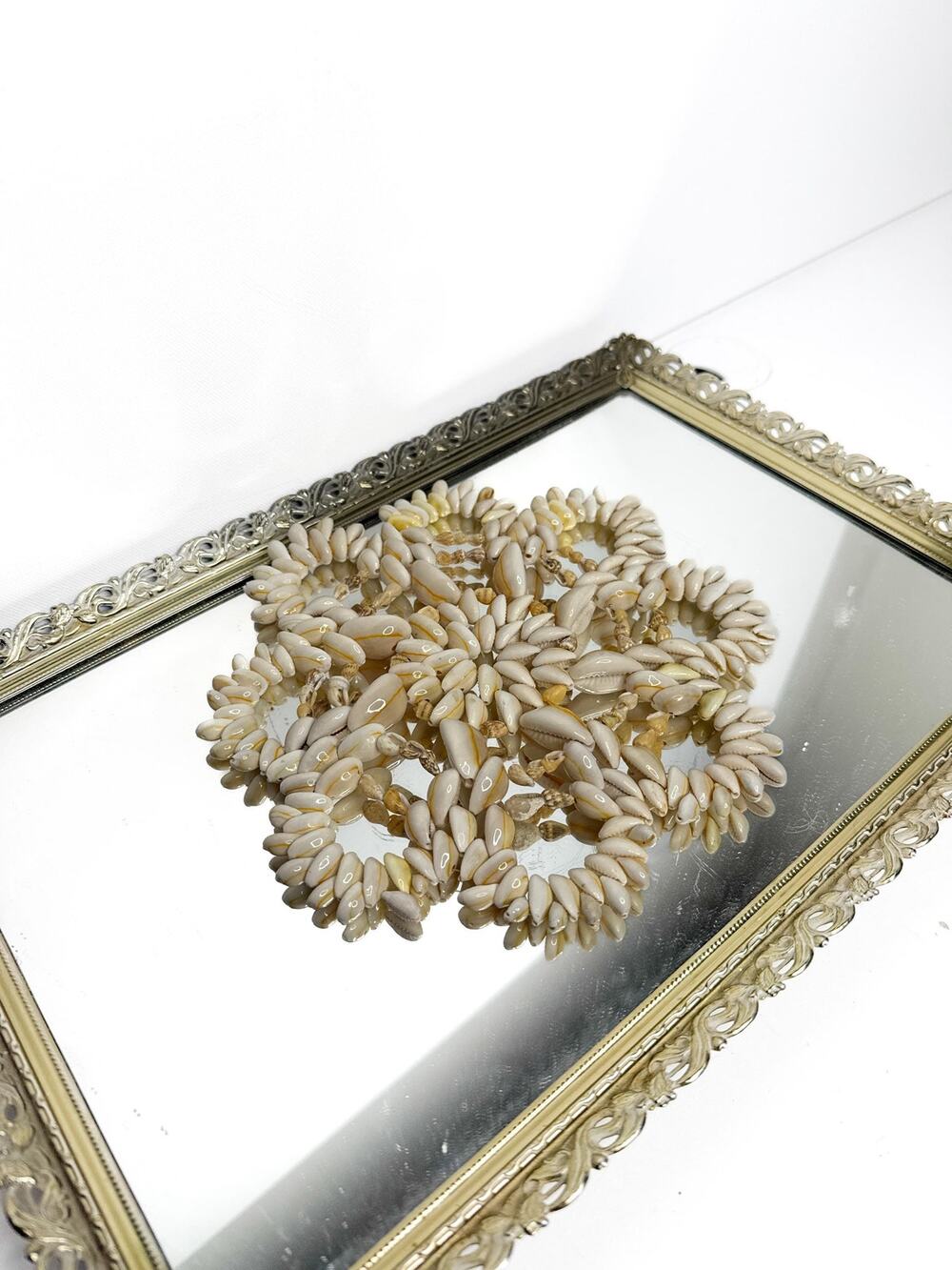 Vintage Cowrie Seashell Trivet Hot Plate Doily | Flower Star Shape | Boho Decor